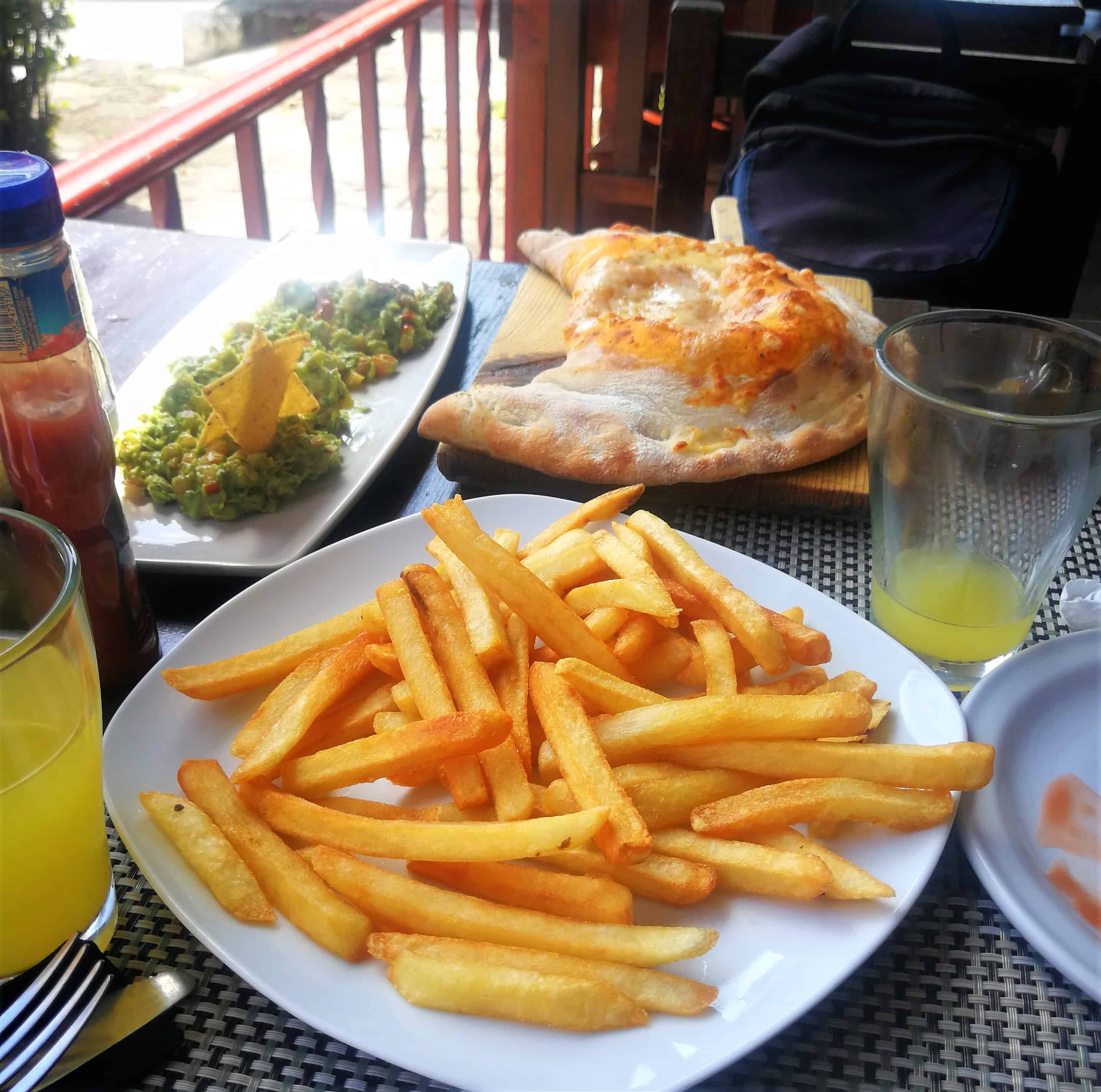 the best french fries, guacamole, and calzones in Huatulco