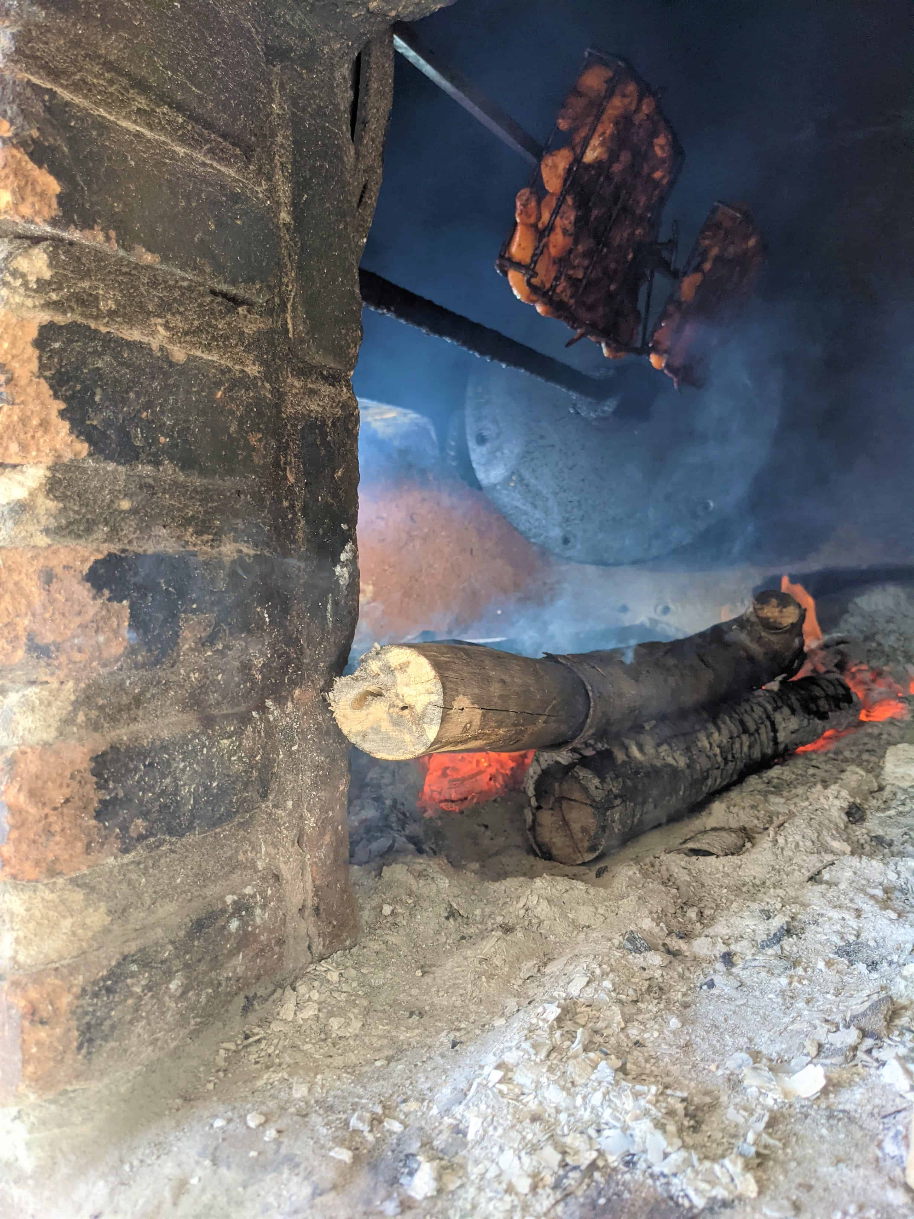 Chicken roasted over a smoky wood flame, some of the best street food in Huatulco can be found at Pollo a la Leña