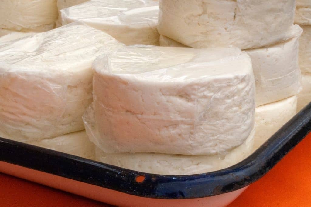 Queso Fresco on display in a tienda. A staple food in Oaxaca
