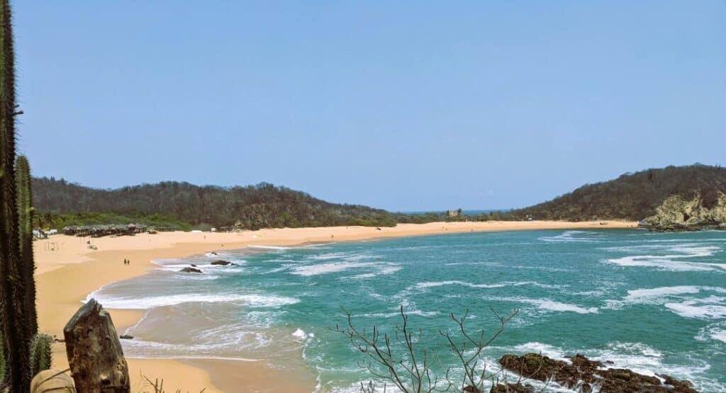 This secluded white-sand bay, Conejos Bays, is one of the nine bays of Huatulco.