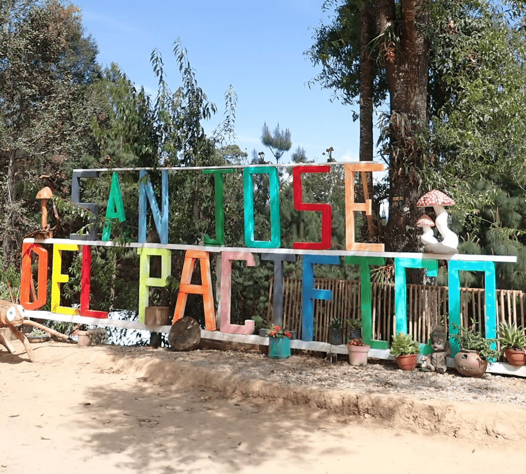 Colorful letters of the San Jose del Pacifico sign.